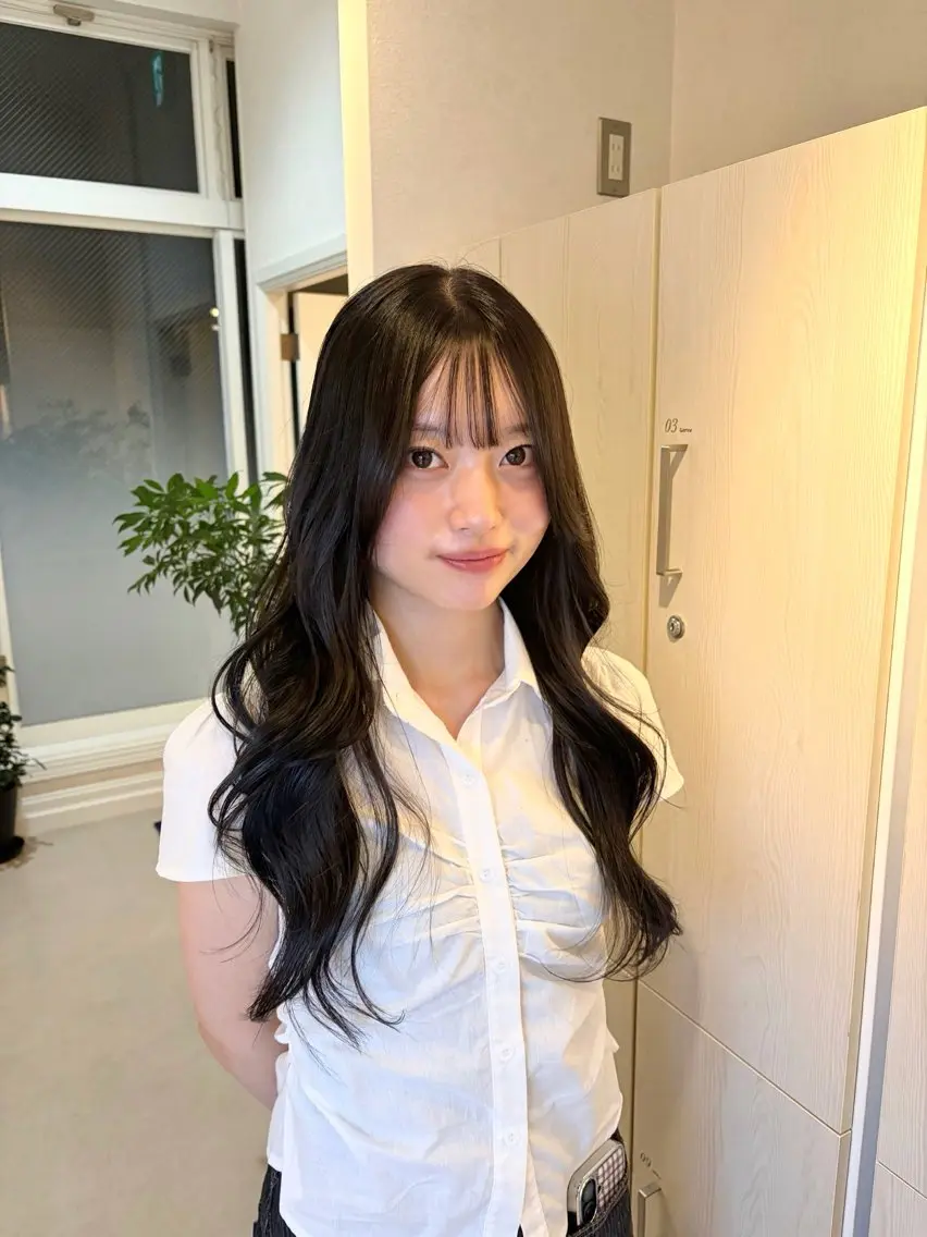 ロング カラー カット ヘアカラー トリートメント お顔周り/オリーブ/ Wカラー/mei大名のヘアスタイル