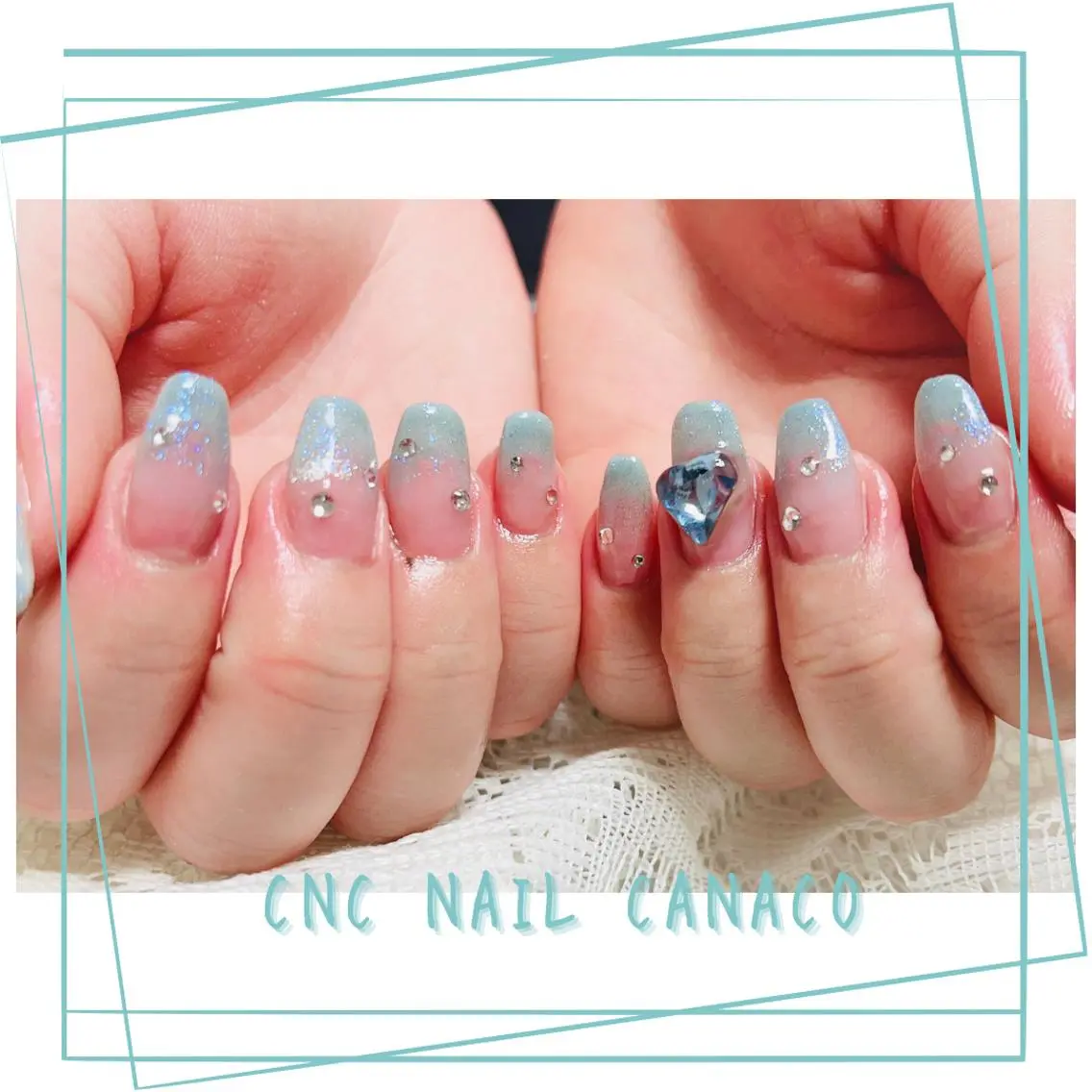 ネイル アートネイル ブルー ジェルネイル マグネットネイル 持ち込み ハンドネイル ハンドケア ベテランネイル cnc nailのネイルデザイン