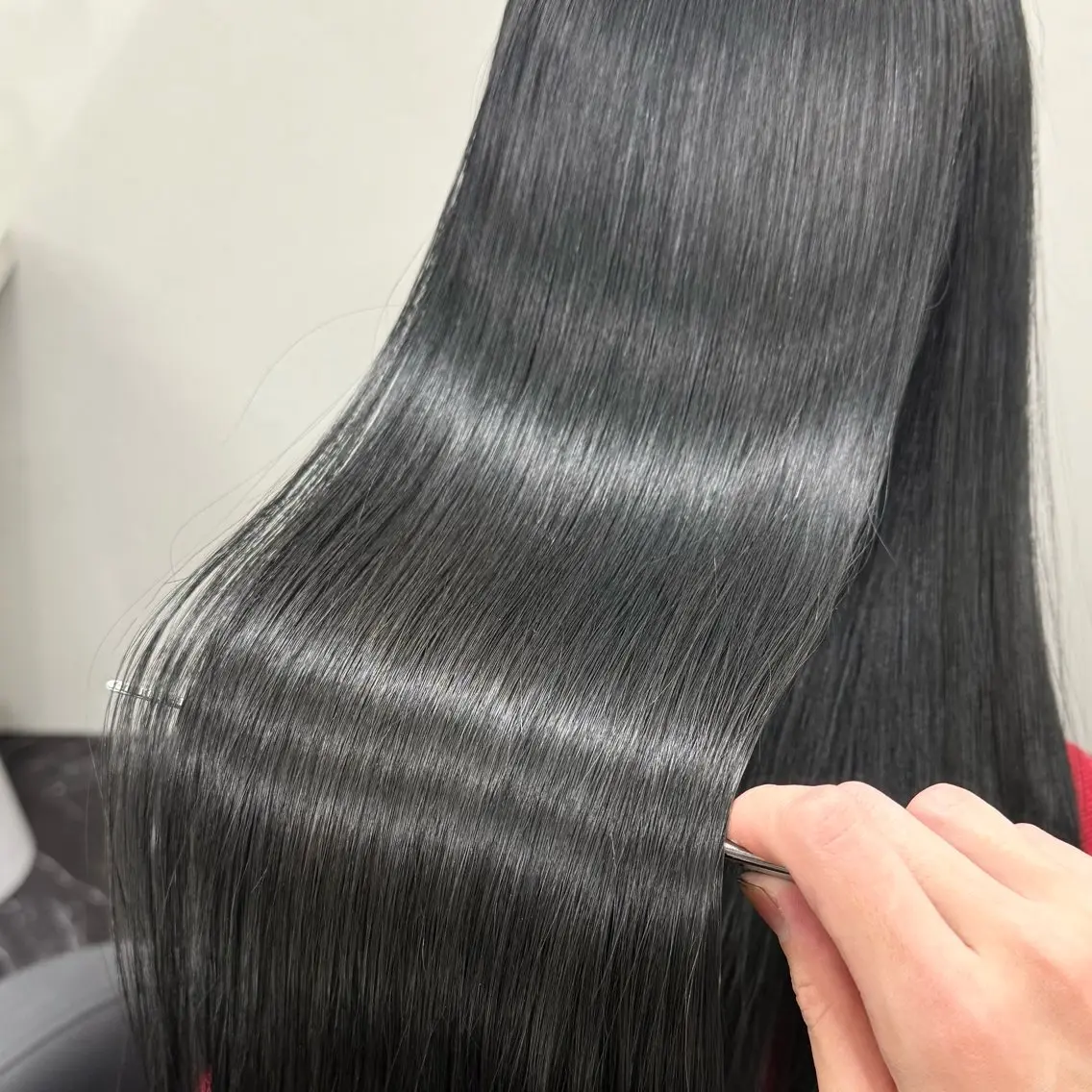 セミロング カラー 黒髪 ブリーチ ブルーカラー ブルーブラック ダークグレー カット ヘアカラー トリートメント 天神/ケアブリーチ/ 髪質改善/上質艶髪のヘアスタイル
