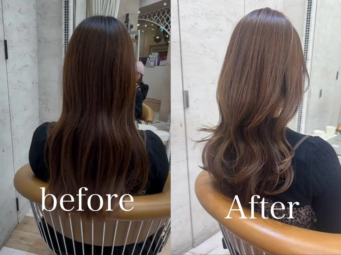 セミロング カラー Lond roseのヘアスタイル