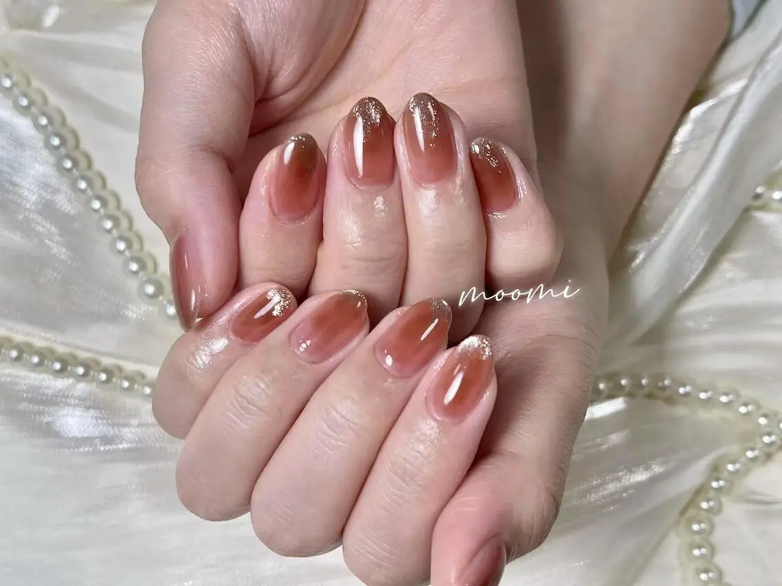 ネイル 長さ出し ジェルネイル グラデーション 韓国ネイル マグネットネイル moomi nail スカルプ専門のネイルデザイン
