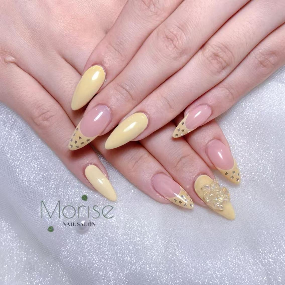 ネイル チークネイル 長さ出し フラッシュネイル フレンチネイル ガラスフレンチ ハンドネイル ハンドケア Morise Nail 原宿店のネイルデザイン