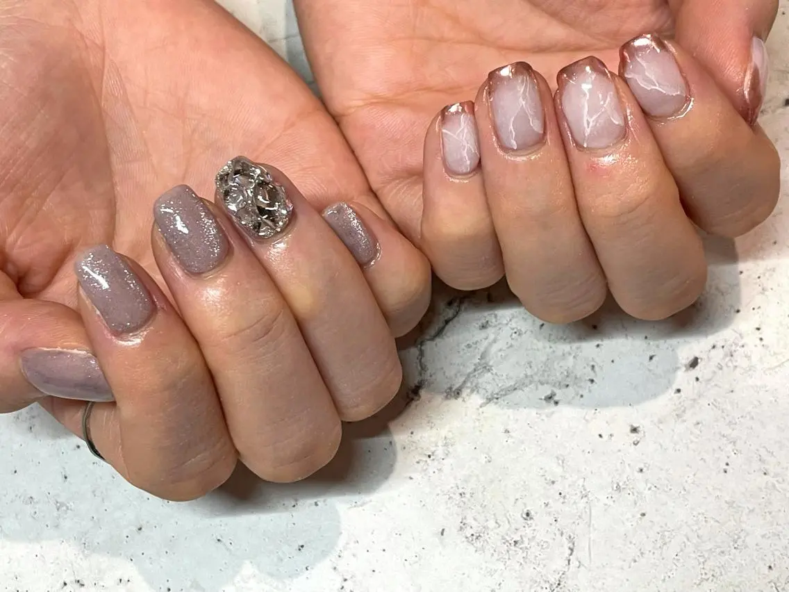 ネイル ハンドネイル 韓国/ワンホン/長さ 出しつけ放題🎀のネイルデザイン
