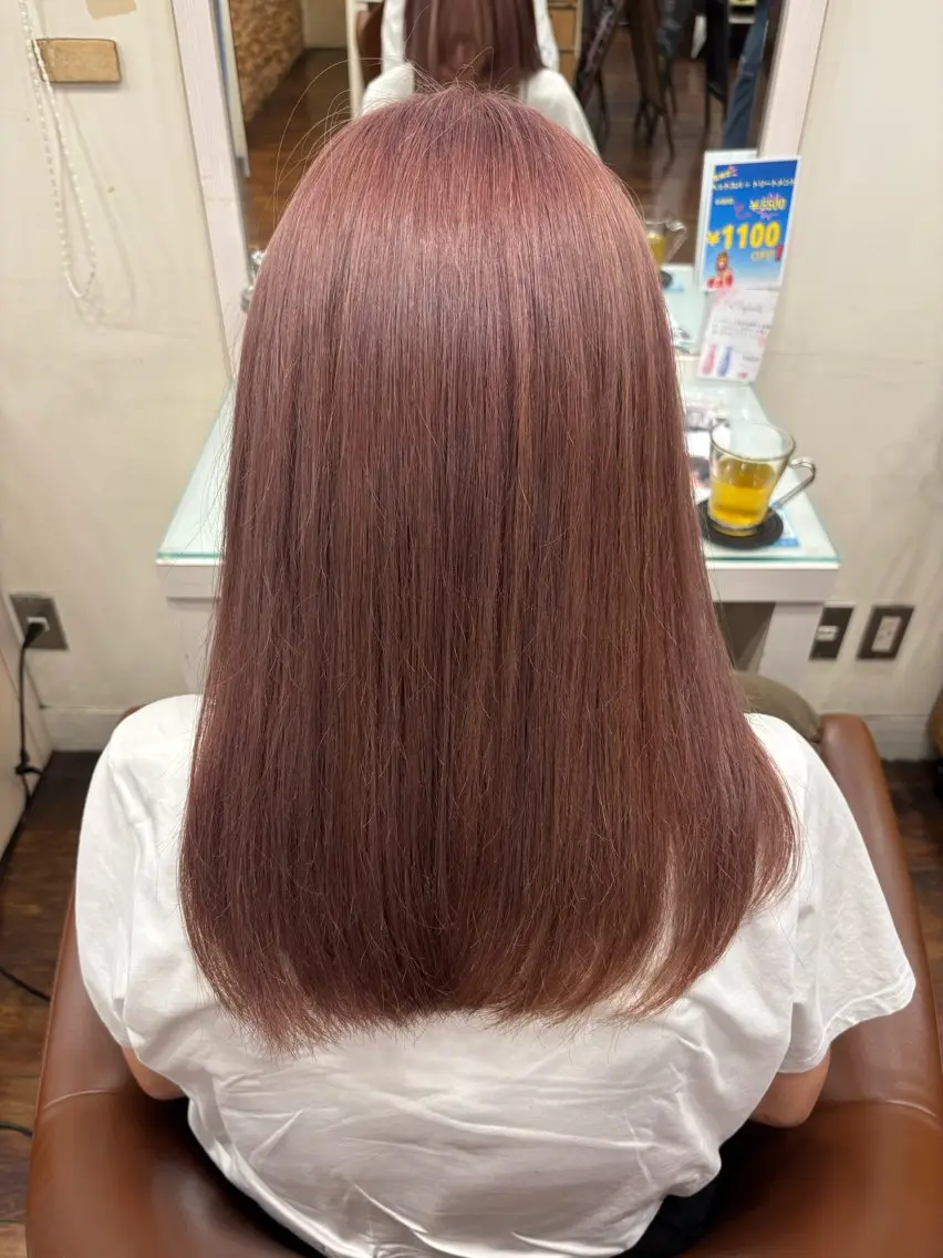 ロング カラー ベージュカラー ピンクカラー ピンクベージュ 井上 悠人のヘアスタイル