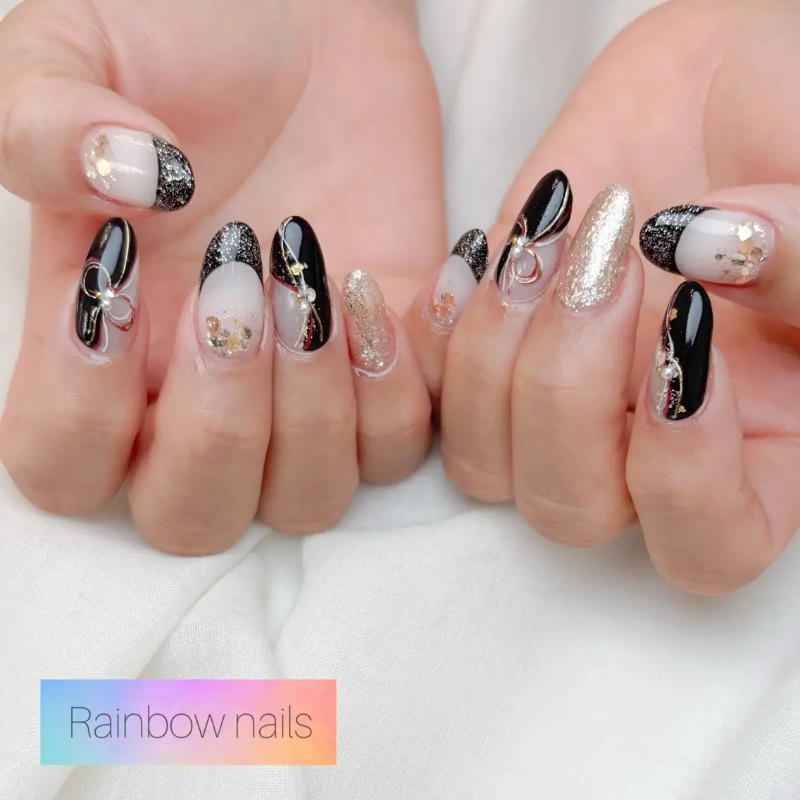 ネイル ハンドネイル Rainbow nailsくろちゃんのネイルデザイン