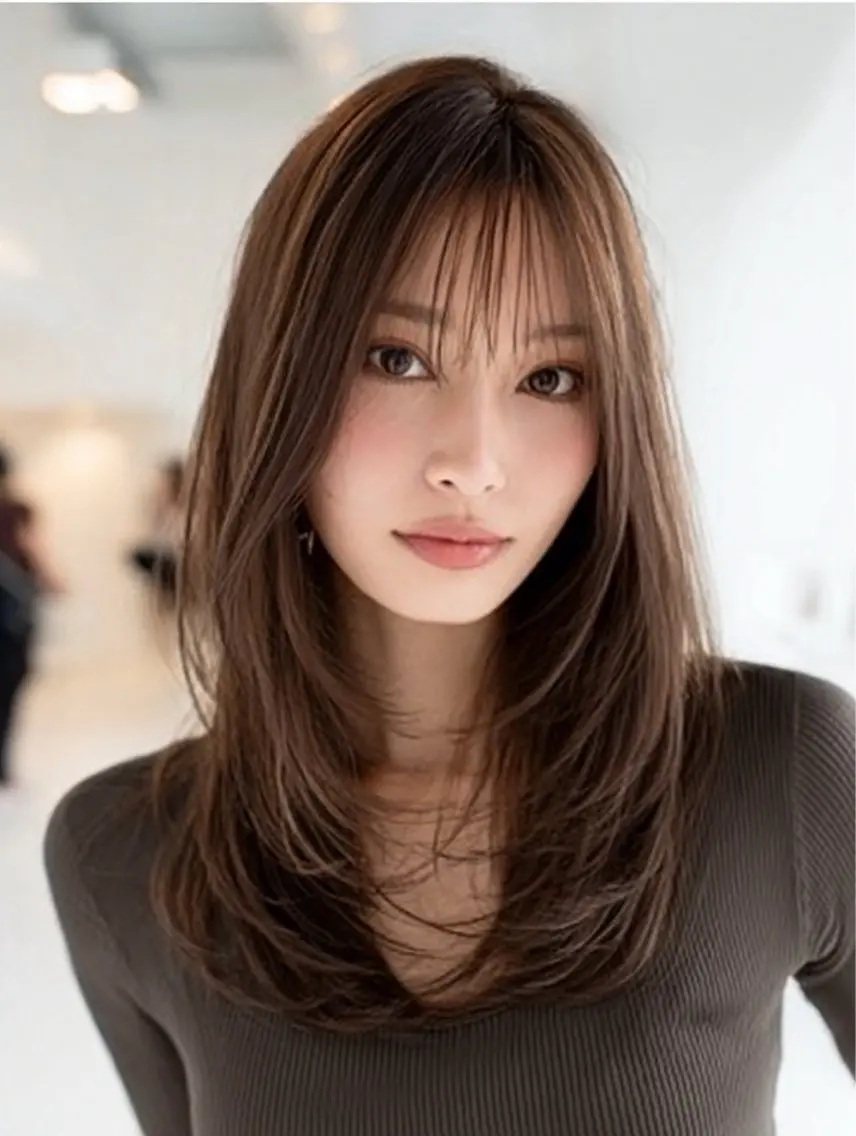 ロング 縮毛矯正 絶対綺麗な暖色カラー 🎯あります✨増渕✨のヘアスタイル