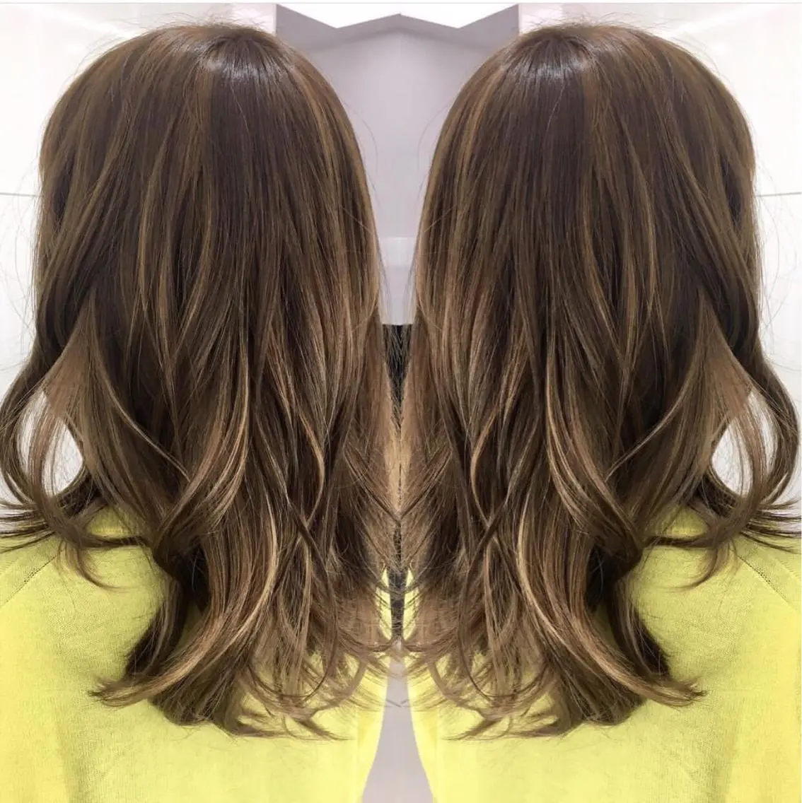 セミロング カラー ハイライトカラー ハイライト 苅北 泰輔のヘアスタイル