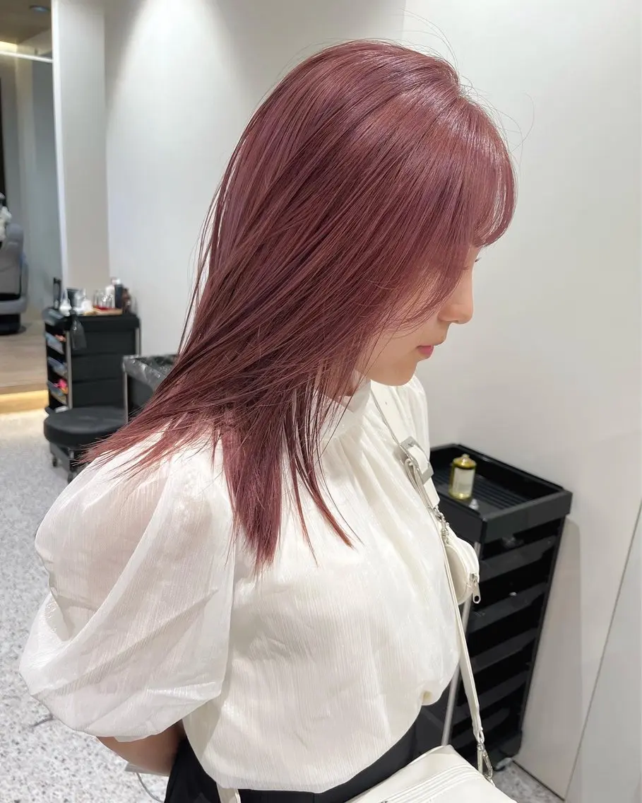 ミディアム カラー ベージュカラー ブリーチ ピンクカラー ピンクベージュ トリートメント ヘアセット🎀パーマ Tsubasaのヘアスタイル