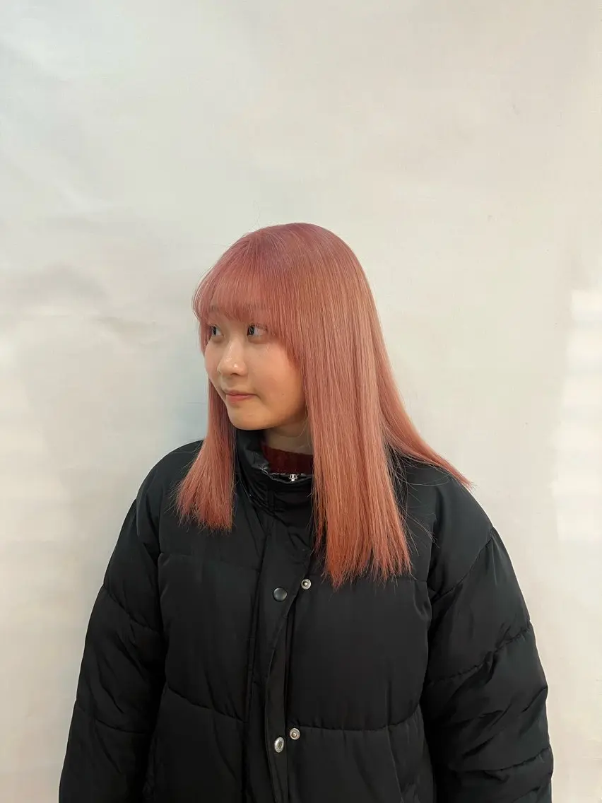 セミロング カラー ピンクカラー トリートメント 野田 琉佳のヘアスタイル