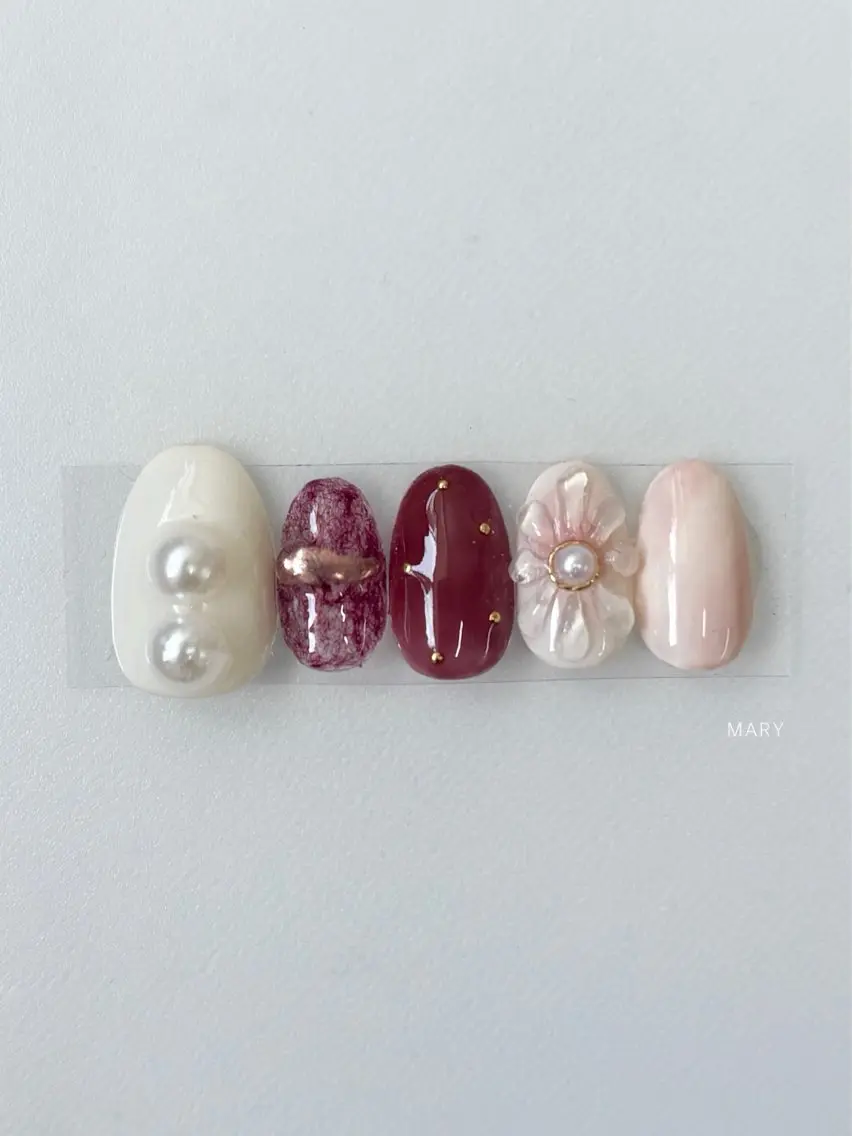ネイル フラワーネイル ニュアンスネイル 春ネイル ハンドネイル Mary nail .narumiのネイルデザイン