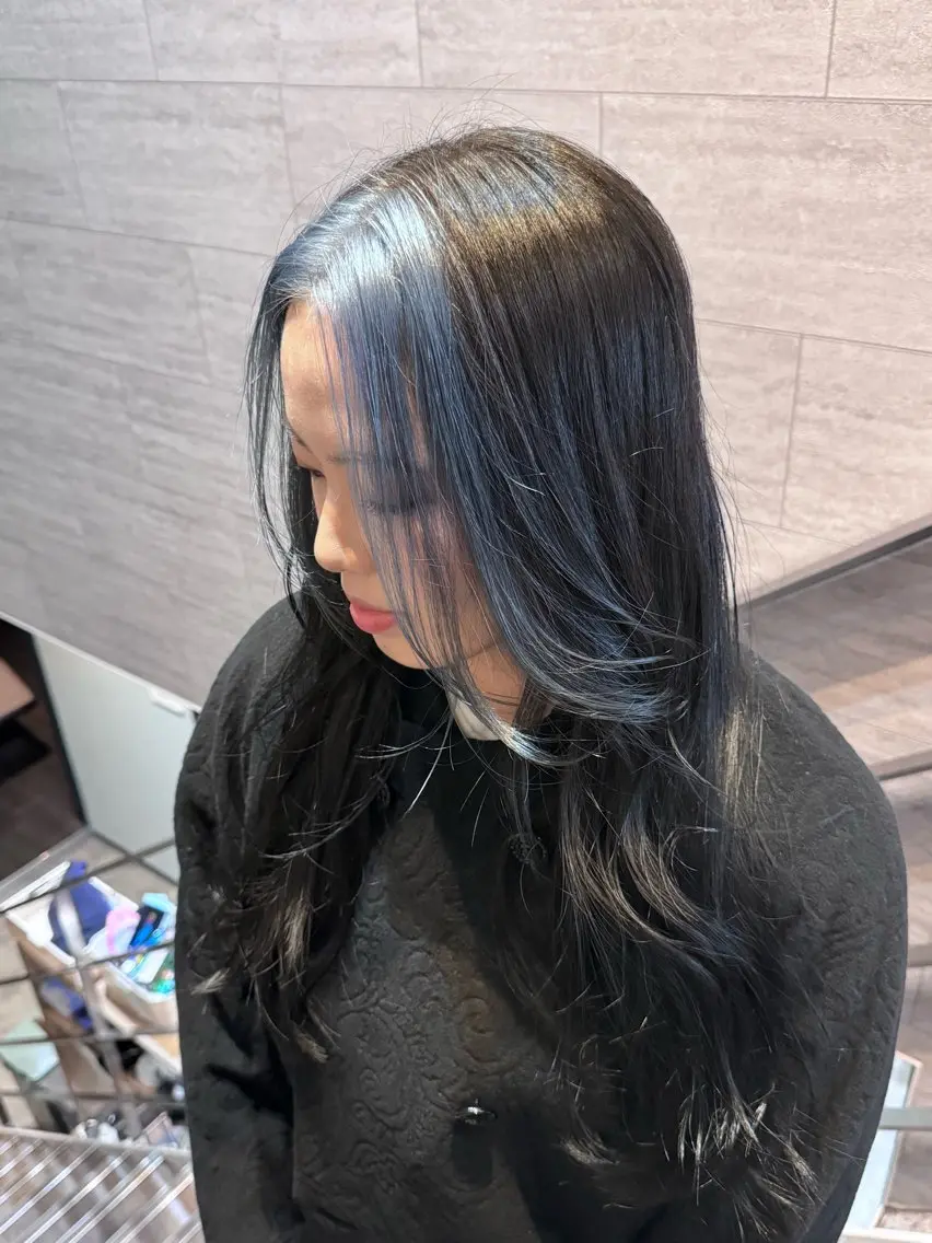 ロング カラー ミストバング ブリーチ フェイスフレーミング 花見 亜沙美のヘアスタイル