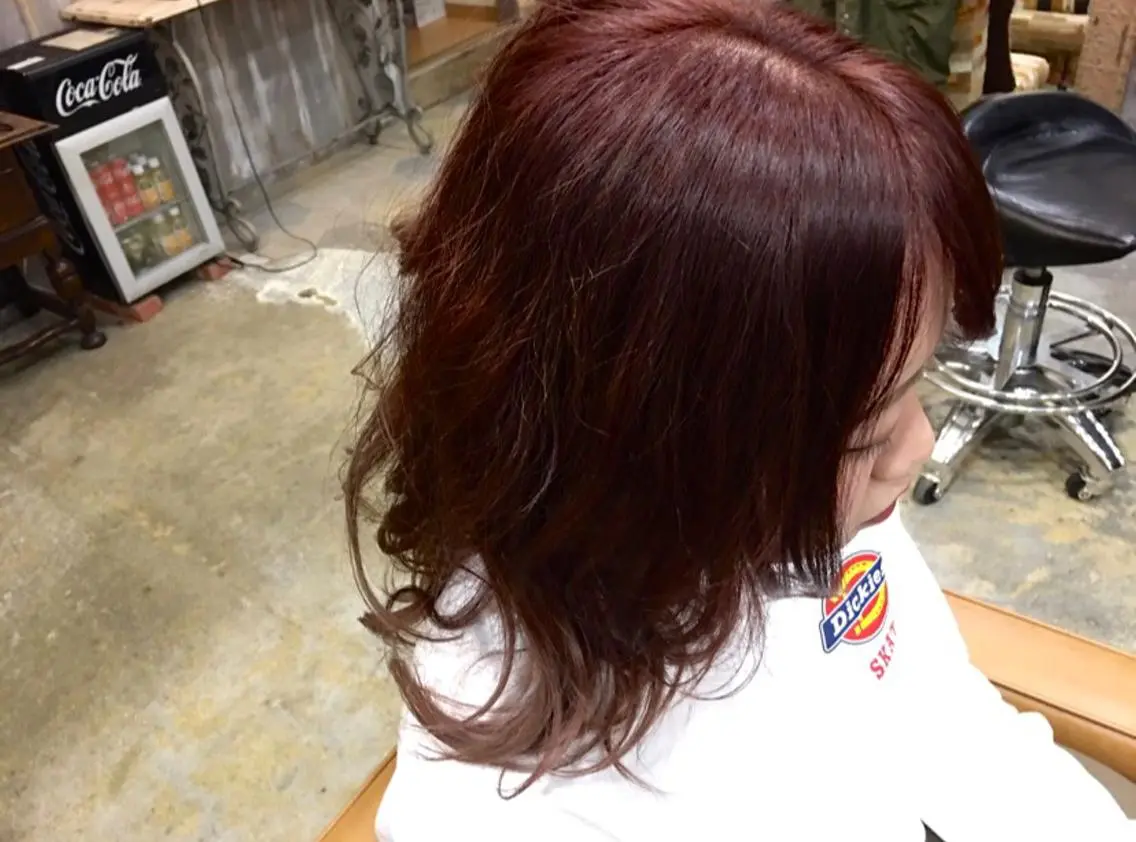 セミロング カラー ブリーチ ブリーチなしカラー 清水 亮太/赤み消しカラーのヘアスタイル