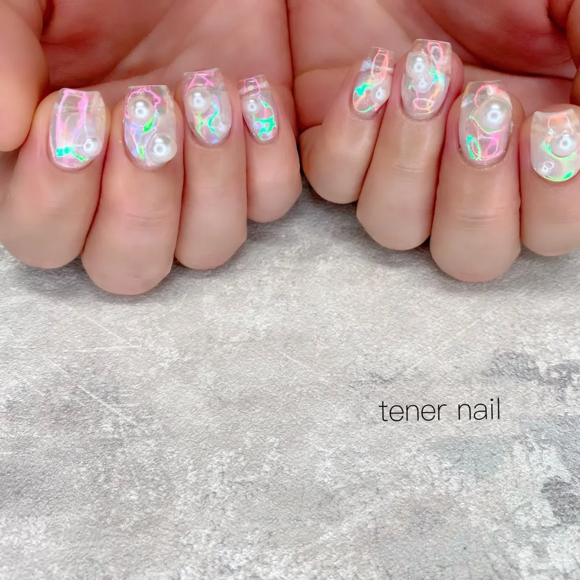 ネイル クリアネイル フレンチネイル 氷ネイル・うるうるネイル テネルネイル tener nailのネイルデザイン