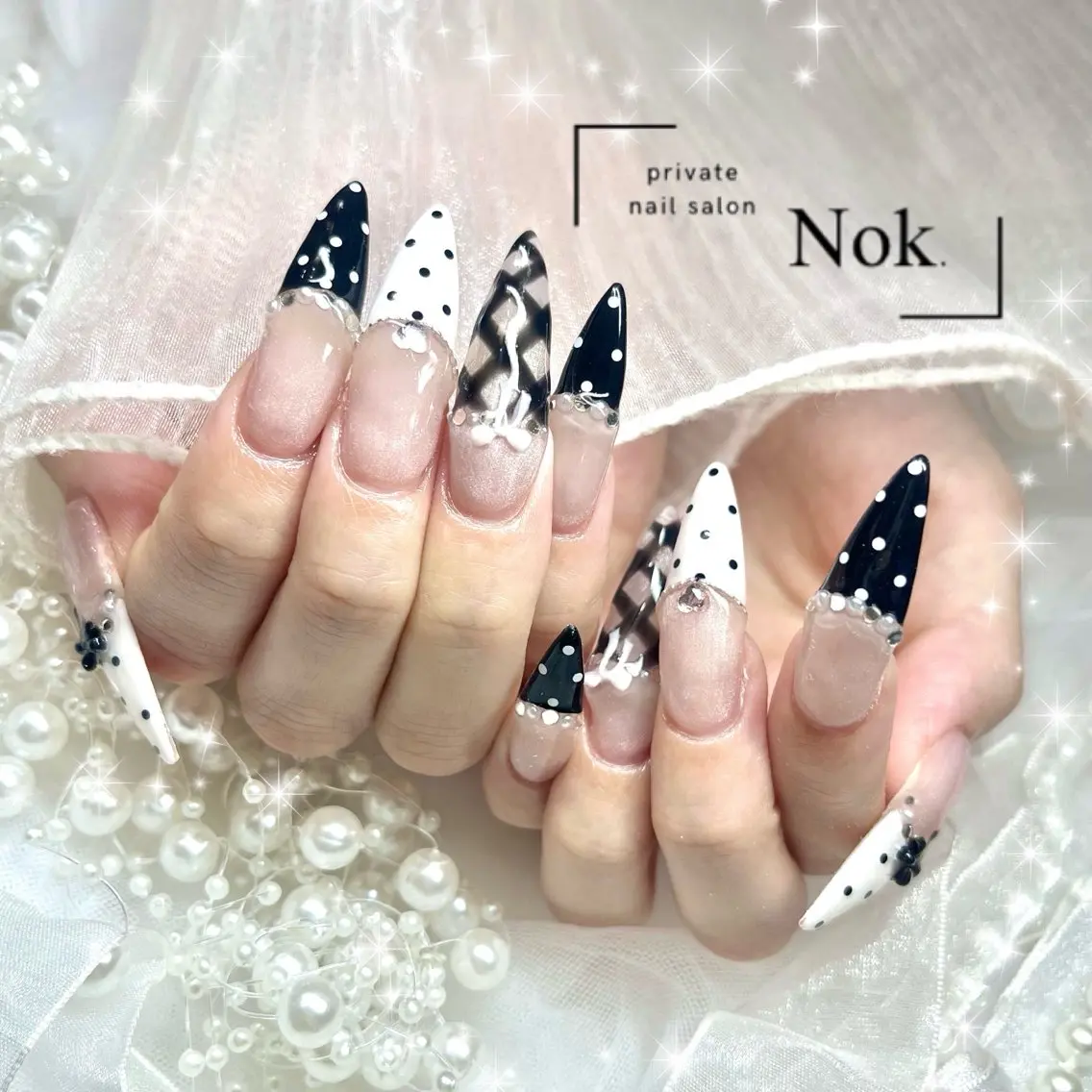 ネイル リボン ハンドネイル 池袋痛ネイル Nok. 渡辺のネイルデザイン