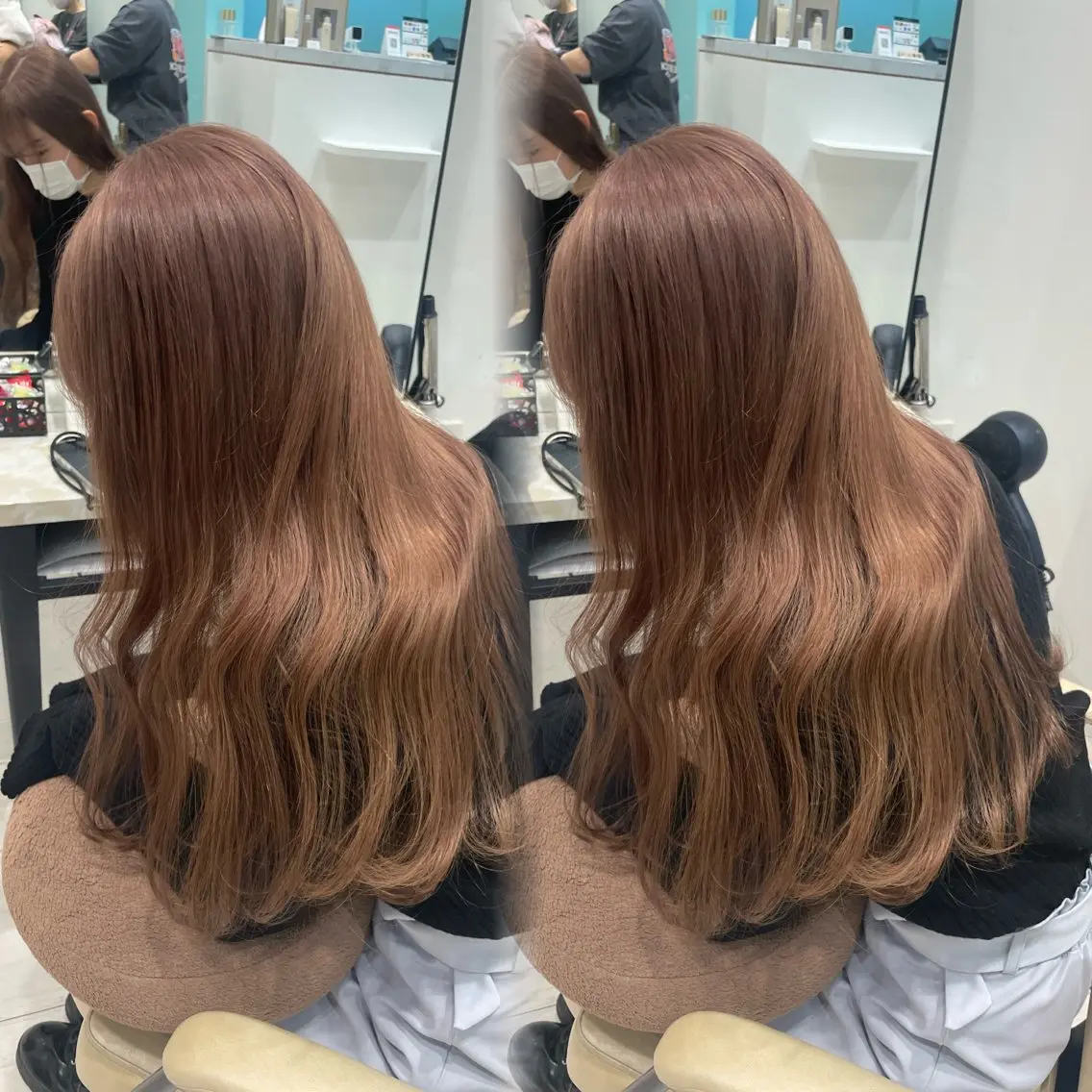ロング カラー ヘアカラー 髪質改善ストレート 韓国風レイヤー池袋のヘアスタイル