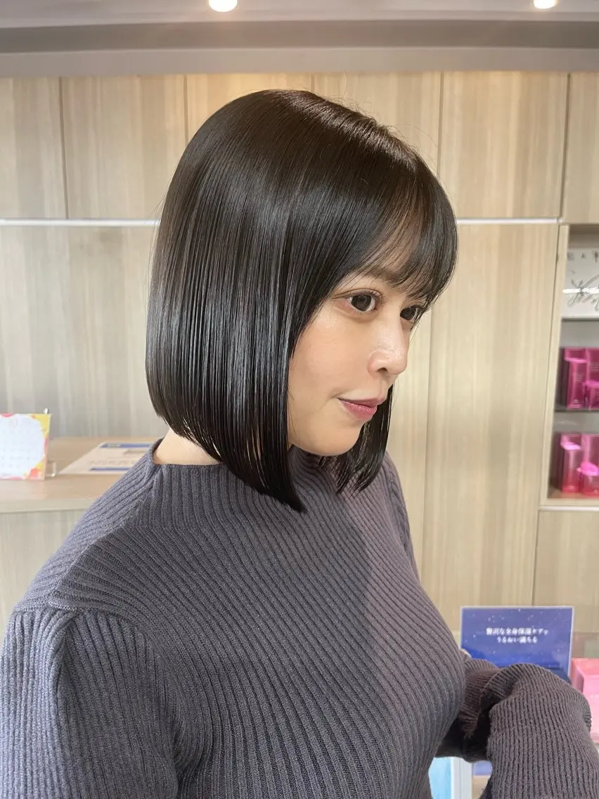 ショート カット 縮毛矯正 トリートメント 野田頭 心🌿/ボブ レイヤー/艶カラーのヘアスタイル