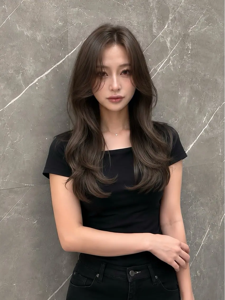 ロング カラー ヘアカラー 縮毛矯正 韓国風レイヤー× 髪質改善/Hinaのヘアスタイル