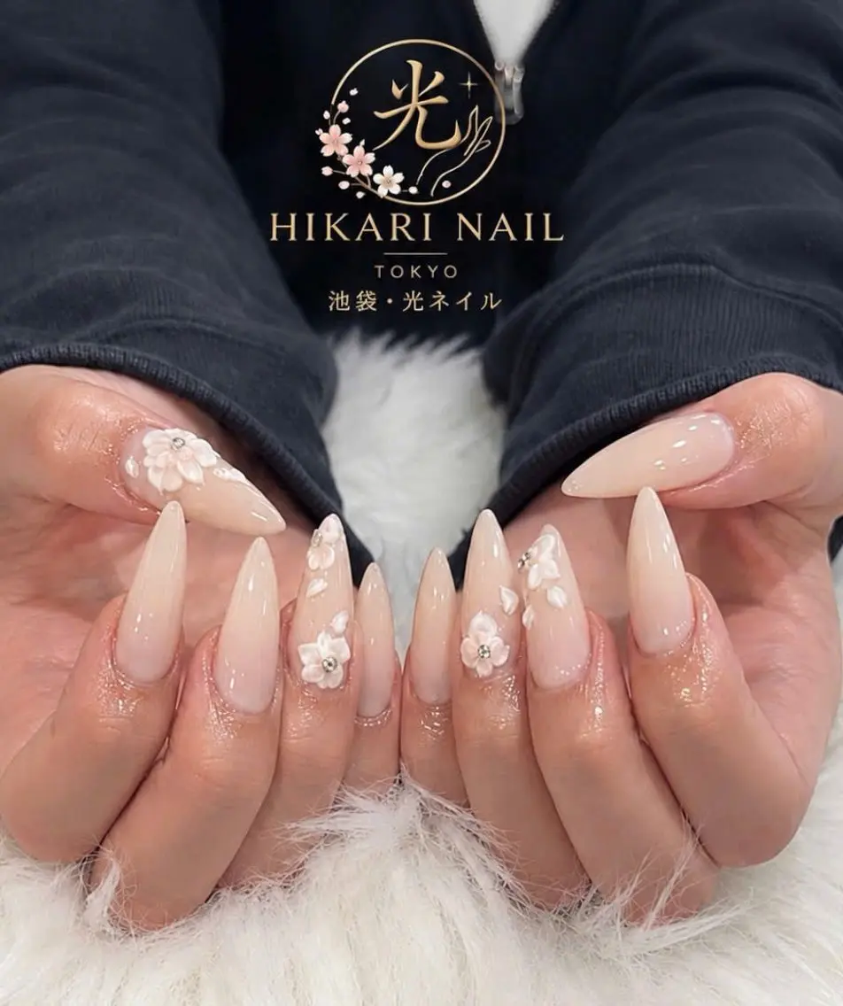 ネイル チークネイル 長さ出し フレンチネイル ガーリー ハロウィン ハンドネイル HikariNail Ikebukuroのネイルデザイン