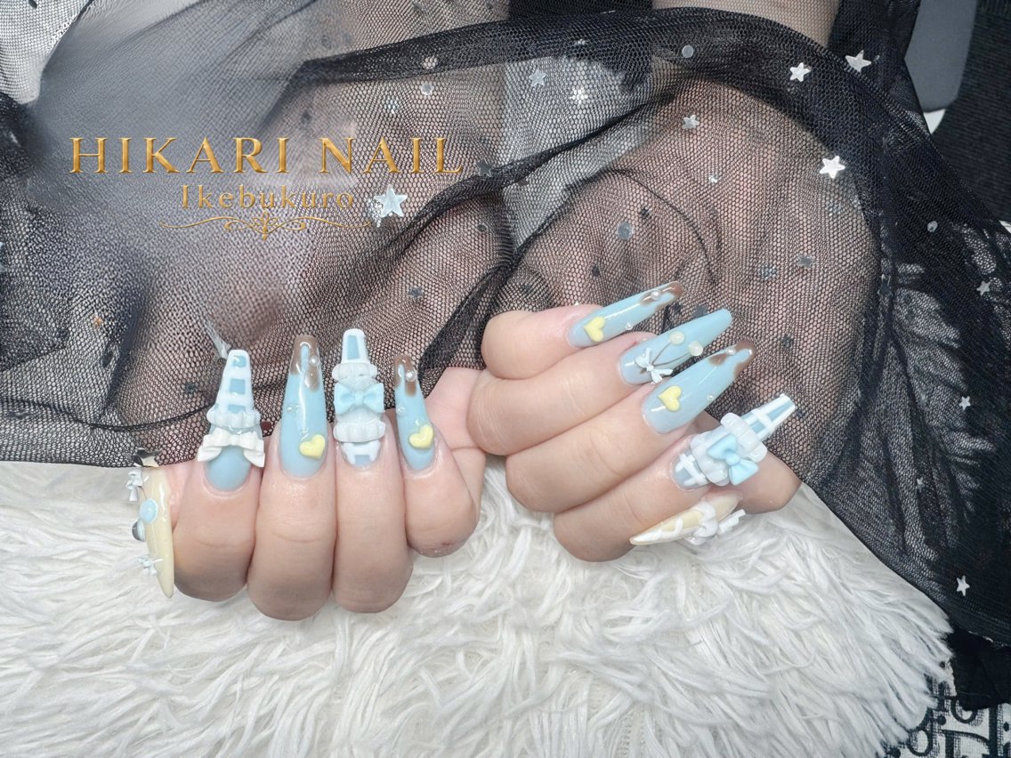 ネイル チークネイル 長さ出し フレンチネイル ガーリー ハロウィン ハンドネイル HikariNail Ikebukuroのネイルデザイン