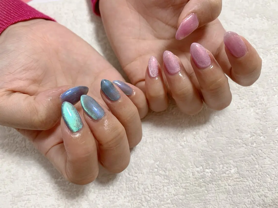 ネイル ジェルネイル マグネットネイル メンズネイル パラジェル 春ネイル kiki nail たまプラーザのネイルデザイン