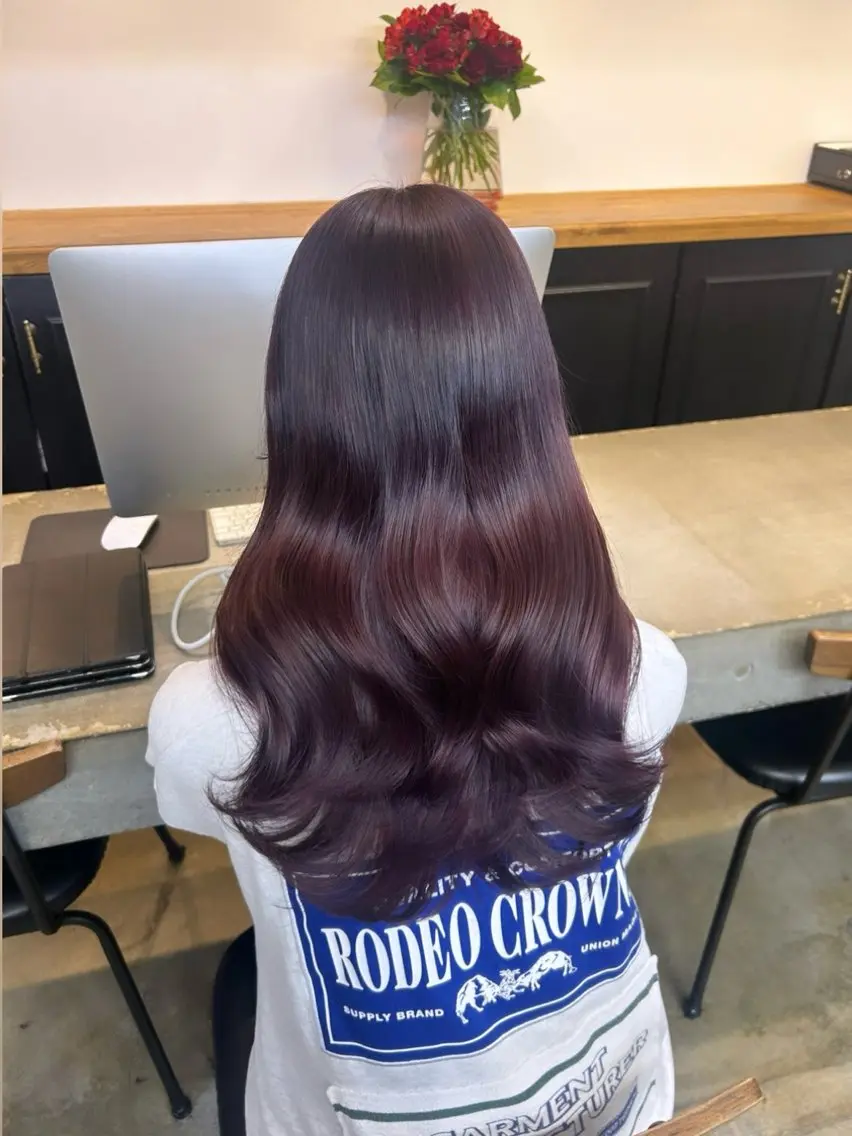 ロング カラー ヘアカラー トリートメント 🌷ラベンダーピンク 顔まわり🌷ねいろのヘアスタイル