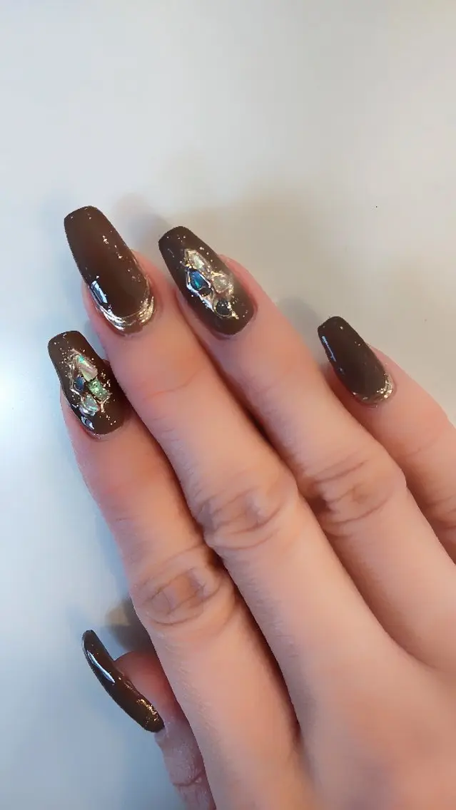 ネイル ブラウン Wisteria Nail_Yukieのネイルデザイン