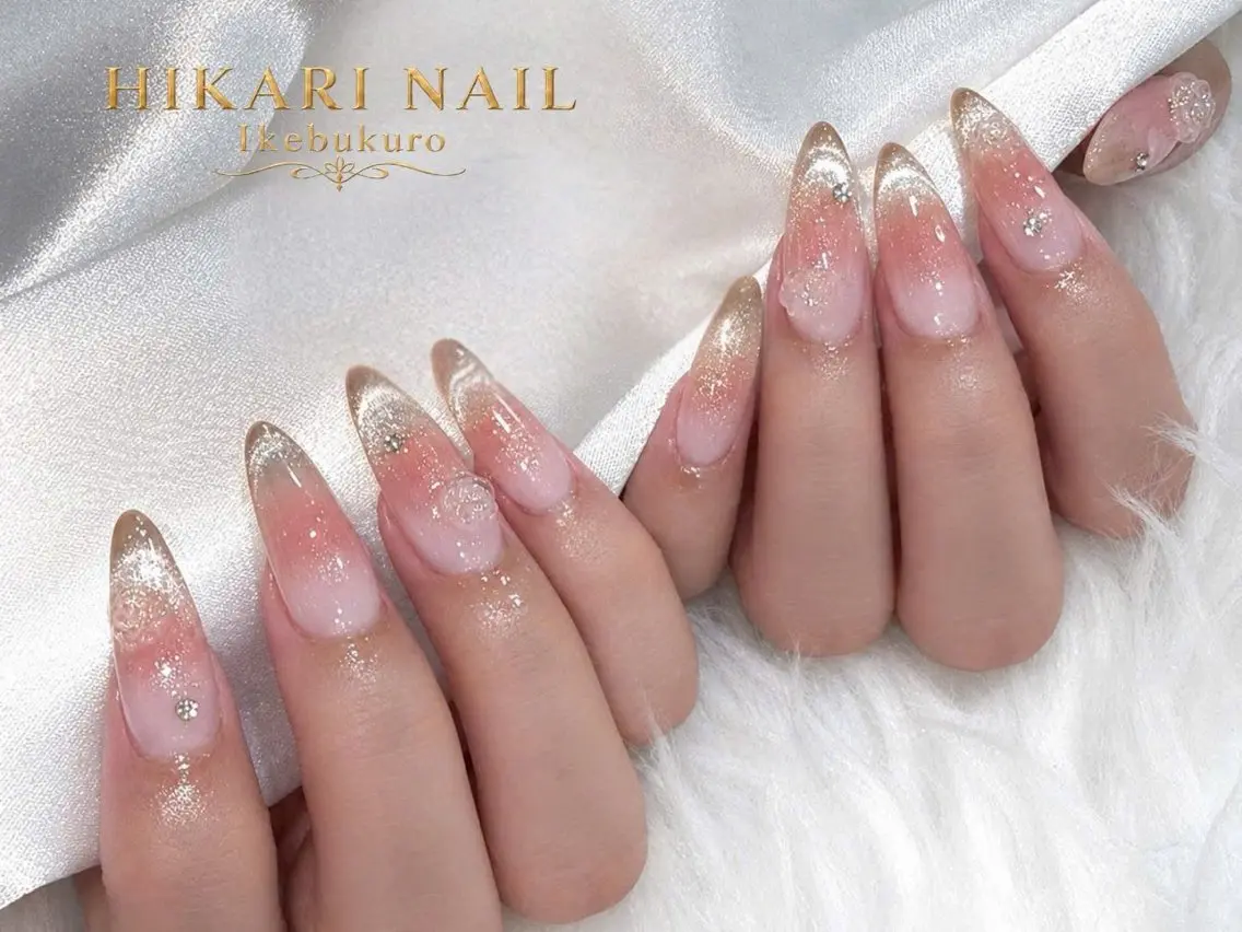 ネイル チークネイル 長さ出し フレンチネイル ガーリー ハロウィン ハンドネイル HikariNail Ikebukuroのネイルデザイン