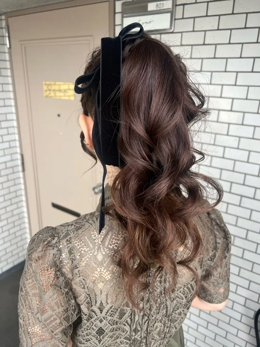 ヘアアレンジ ポニーテール ヘアセット 大人可愛いヘアメイク 💋🧚‍♀️しずかのヘアスタイル