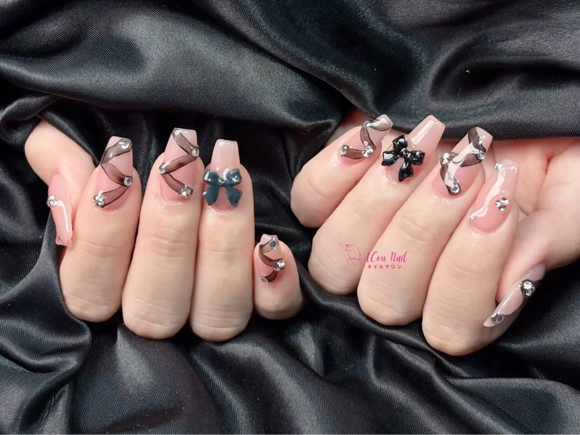 ネイル 桜ネイル 長さ出し フラワーネイル フレンチネイル ジェルネイル ハンドネイル ACon NailSalonのネイルデザイン