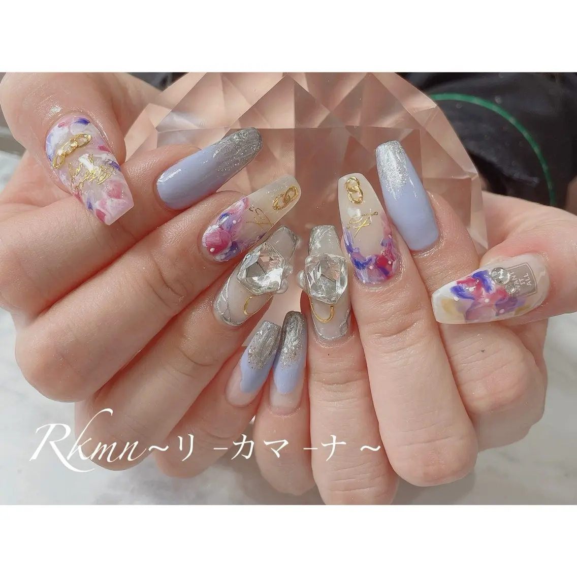 ネイル アートネイル フラワーネイル ミラーネイル ニュアンスネイル 春ネイル ハンドネイル フットネイル ハンドケア Rkmn ~リ-カマ-ナ~のネイルデザイン