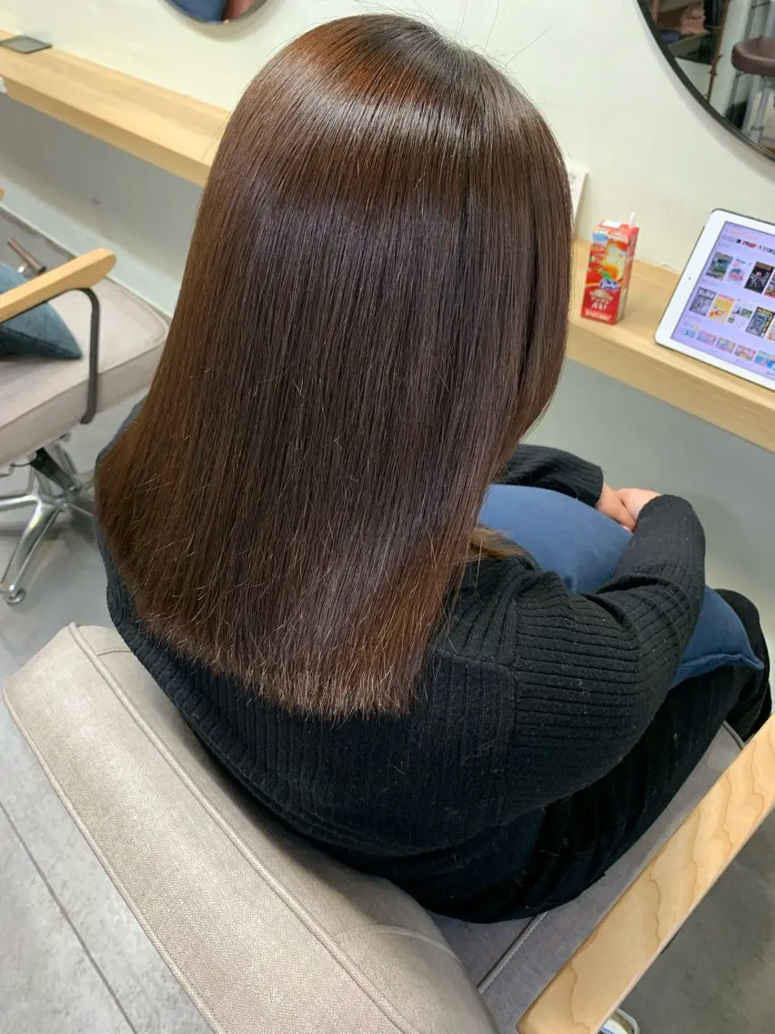 ミディアム 縮毛矯正 照井 耀のヘアスタイル