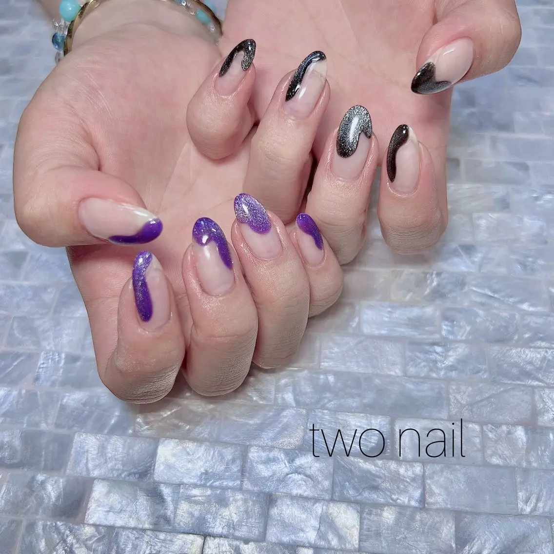 ネイル アートネイル ネイルチップ ホワイト ハンドネイル two nailのネイルデザイン