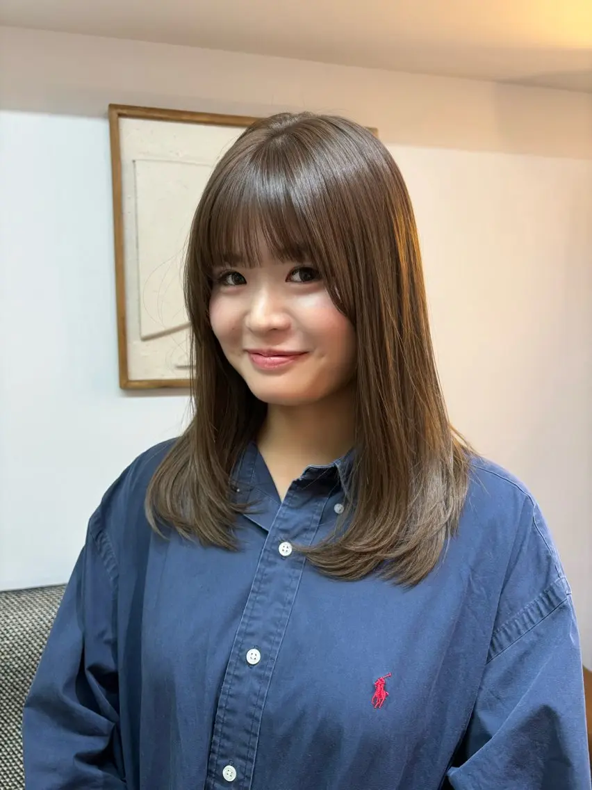 ロング カラー 顔周りカット レイヤーカット まさと/ブリーチなし カラーレイヤーカットのヘアスタイル
