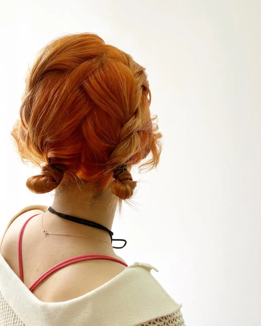 ミディアム カラー ヘアアレンジ オレンジ 原 梢のヘアスタイル