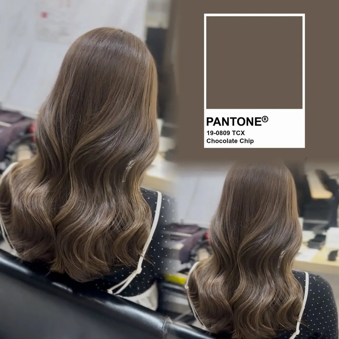セミロング チョコレートブラウン カット ヘアセット 野口 汐夏のヘアスタイル