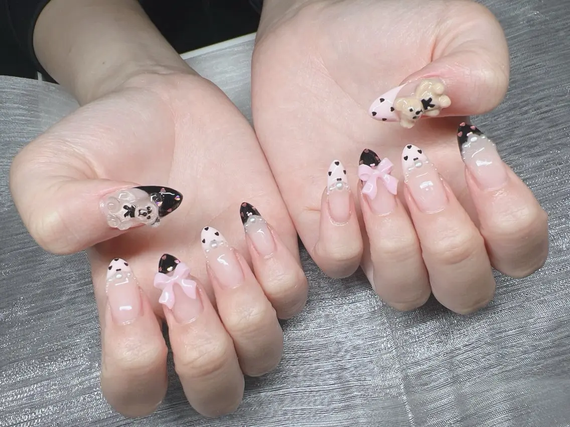 ネイル 長さ出し グラデーション キラキラネイル マグネットネイル ニュアンスネイル Lee Nails チップ長さだし専門店のネイルデザイン