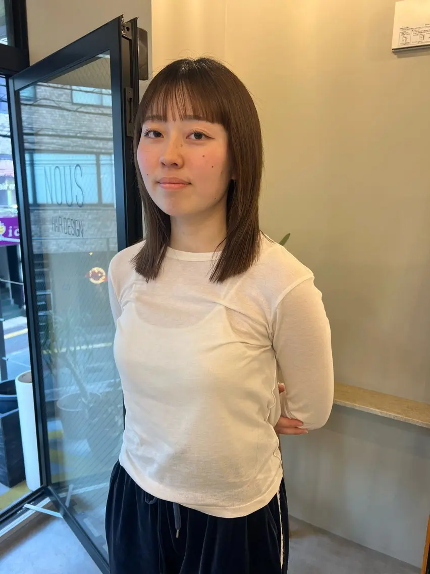 ミディアム カット ヘアカラー トリートメント rin/薬院 /ボブ艶カラーのヘアスタイル