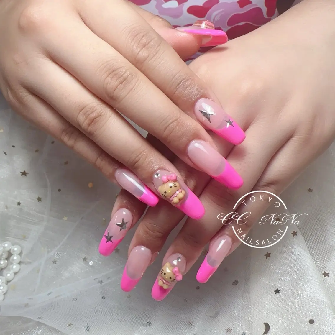 ネイル ゴージャス スカルプネイル 夏ネイル ハンドネイル 💎CC・NaNa 韓国風ネイル🌙Cのネイルデザイン