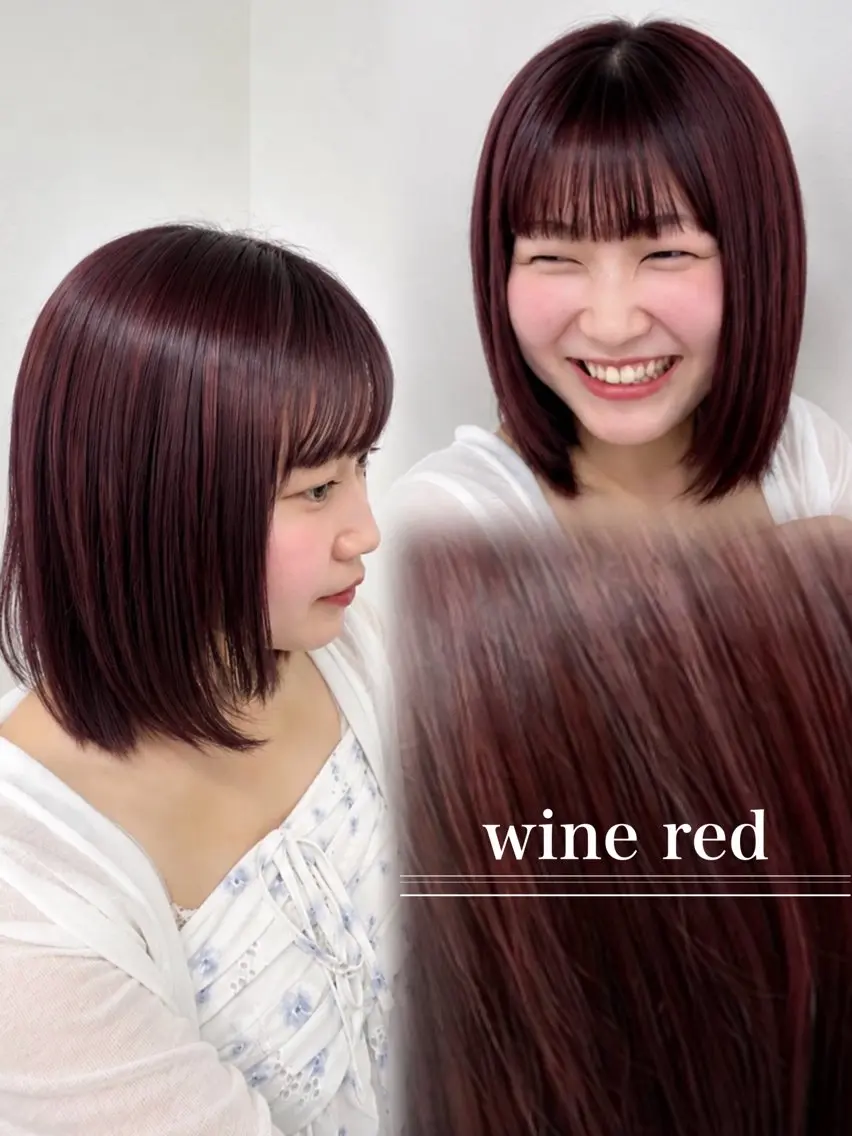 ミディアム カラー ブリーチ 透明感カラー ブリーチなしカラー レッドカラー ヘアカラー トリートメント 暖色カラー｜艶髪｜ 🥨AIKA🥨のヘアスタイル