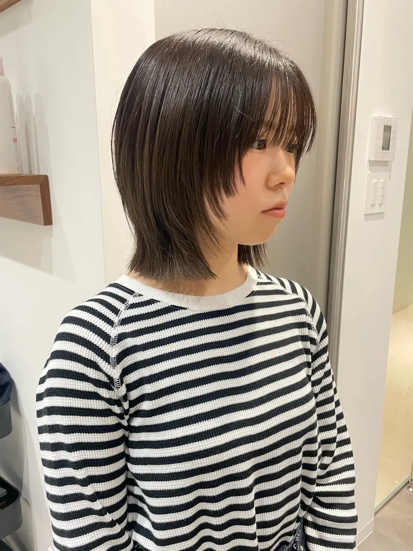 ミディアム ボブレイヤー ボブ 伸ばしかけ レイヤーカット 石川玲菜/ ボブ/銀座のヘアスタイル