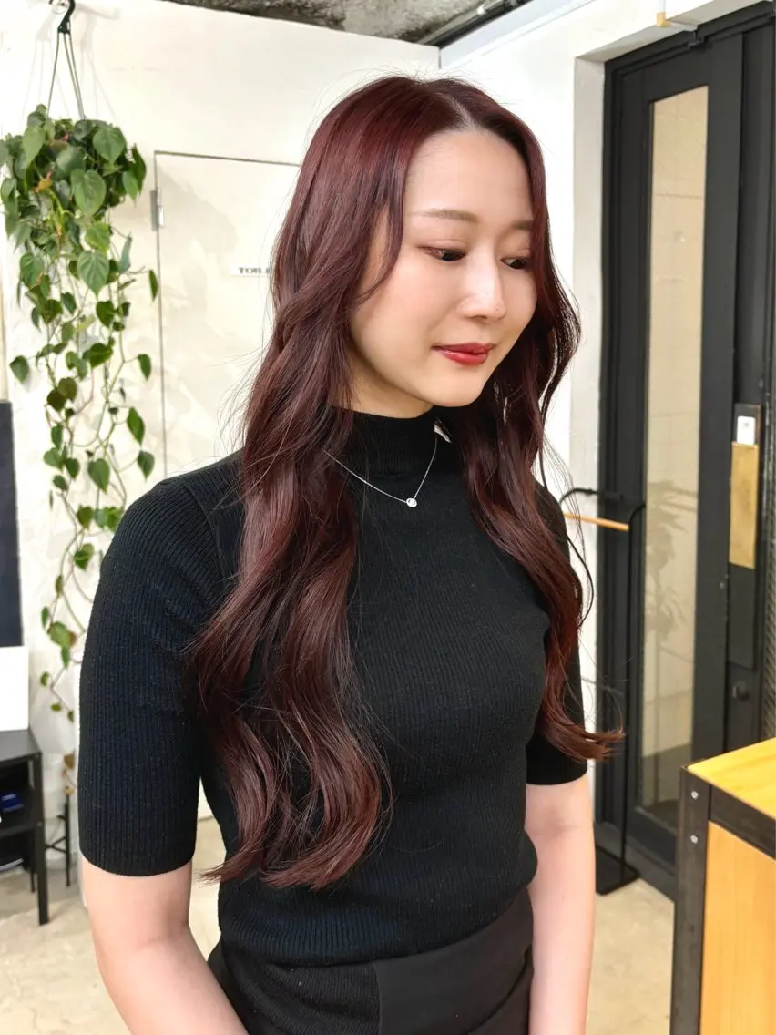 ロング カラー ブリーチ ブラウンカラー カシス 透明感カラー ラベンダーカラー 暖色カラー/天神/ ヘイマサクラのヘアスタイル