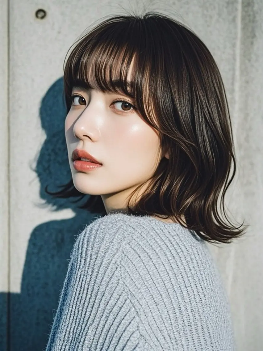 ミディアム ショートボブ ミディアムレイヤー ミディアムパーマ アッシュ ボブ カット ヘアカラー トリートメント ウルフカット 811 大阪梅田 ウルフのヘアスタイル
