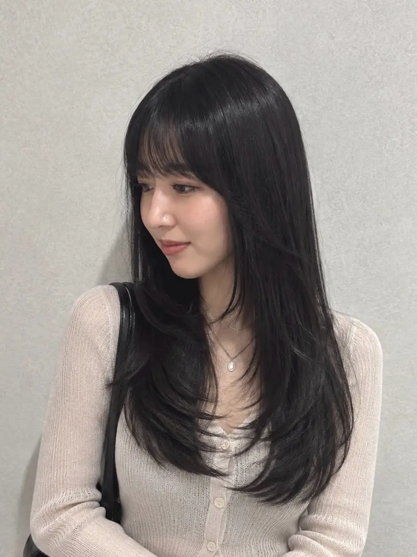 ロング カット 縮毛矯正 韓国hair ·͜· watanabeのヘアスタイル