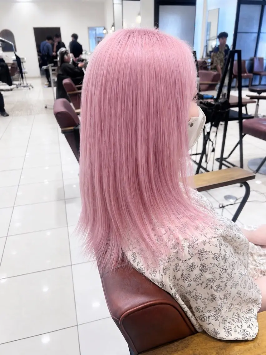 ミディアム カラー ピンクカラー ヘアカラー 髪質改善カラーリスト /根本雄貴のヘアスタイル