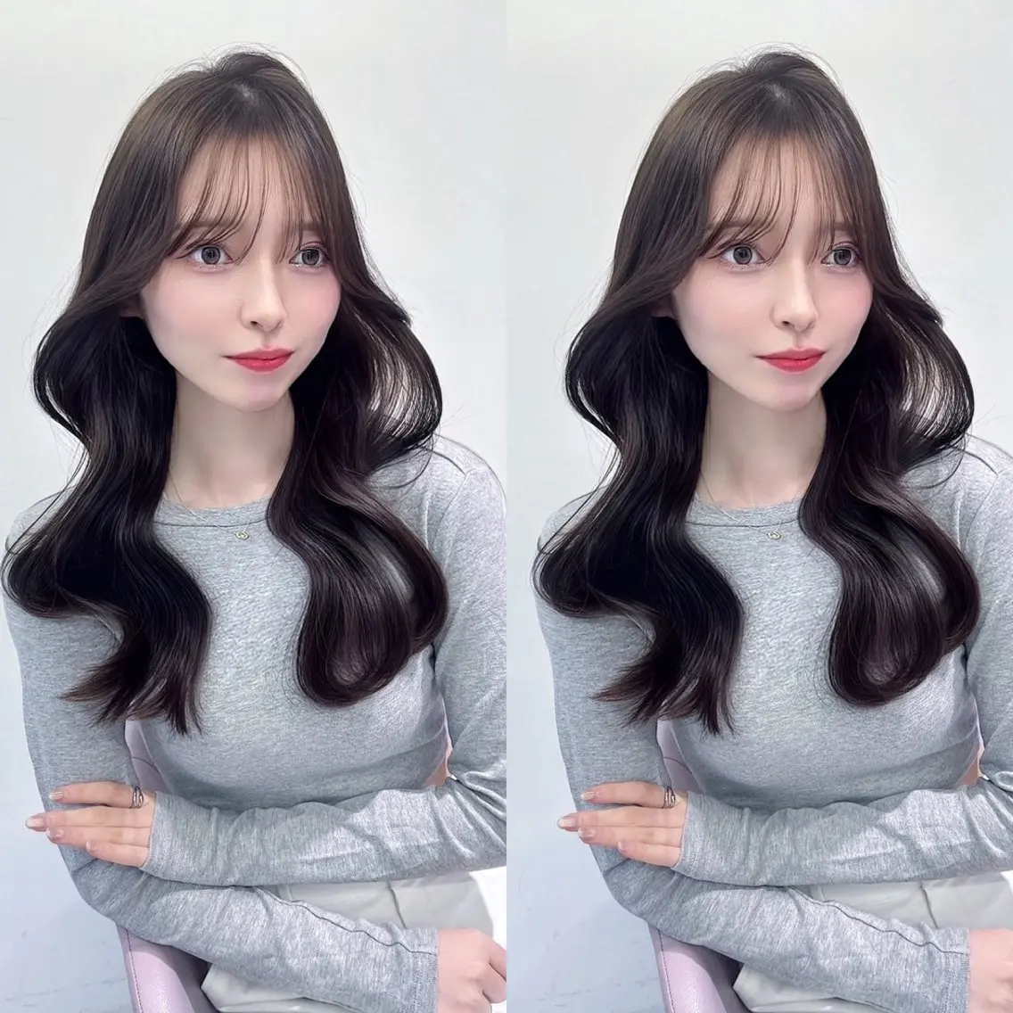 ロング カラー カット ヘアカラー トリートメント レイヤー/髪質改善 縮毛/ハッシュカットのヘアスタイル