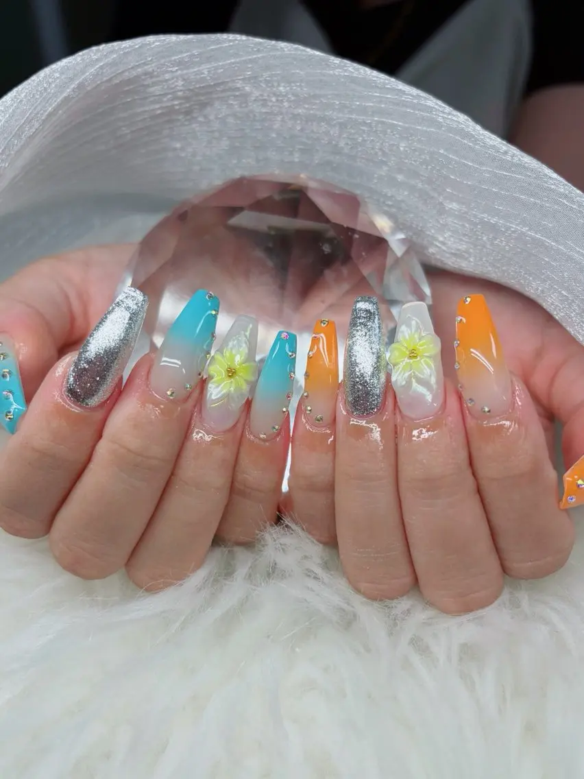 ネイル アートネイル オーロラネイル チークネイル 長さ出し フットネイル ハンドネイル Chan nailsのネイルデザイン