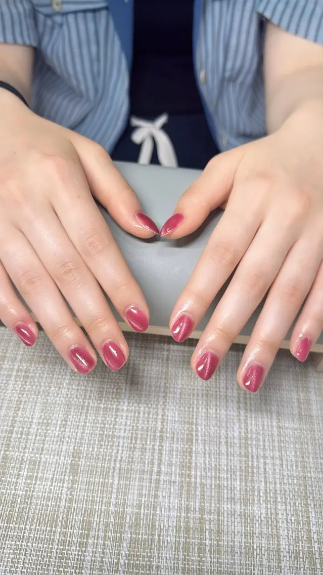 ネイル アートネイル オーロラネイル チークネイル フレンチネイル ガラスフレンチ ハンドネイル 🎀YooLi Nail salonのネイルデザイン