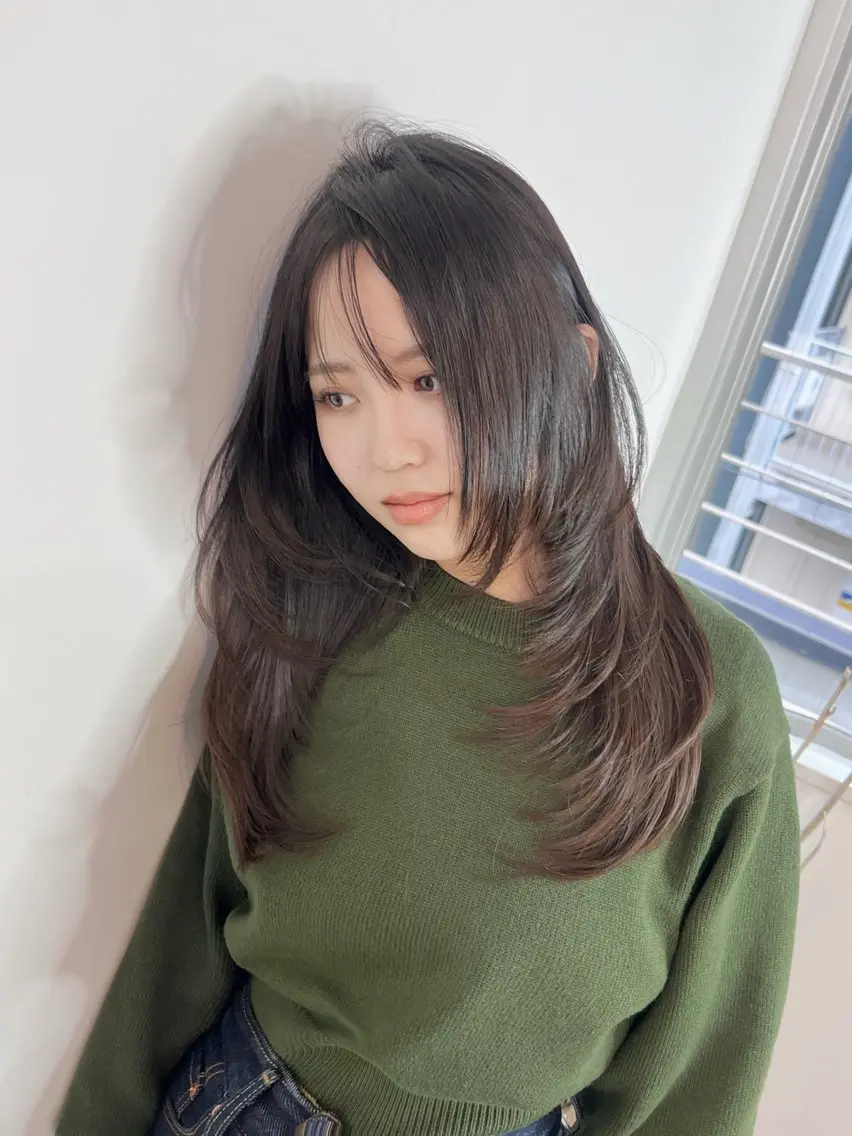 セミロング カラー レイヤーカット カット ヘアカラー トリートメント 渋谷レイヤーカット❌ 縮毛矯正専門/武田涼のヘアスタイル