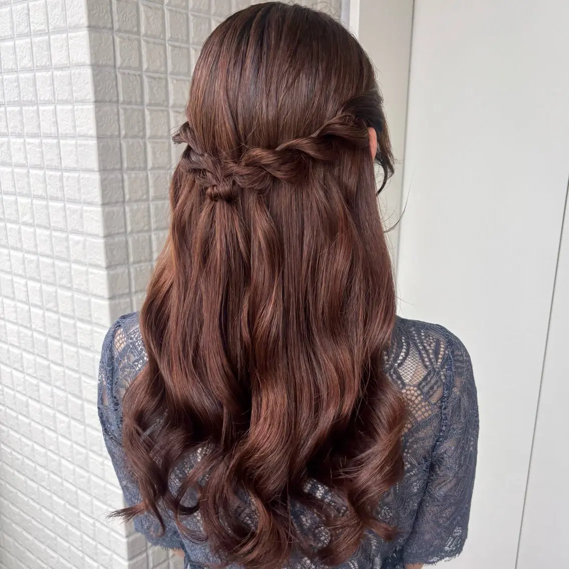 ヘアアレンジ ハーフアップ 銀座：似合わせカラー オリーブ🫒アレンジのヘアスタイル