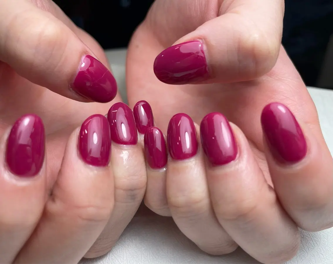 ネイル ボルドー ブラウン チークネイル 長さ出し フレンチネイル 中野駅から2分 MEO NAILのネイルデザイン